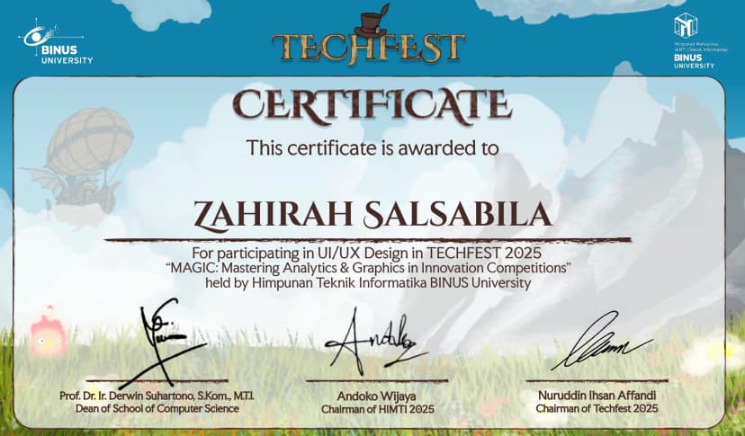 Certificate of Participation - Techfest UI/UX 2025